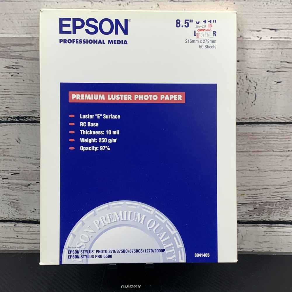 Epson‎ Professional Media Premium Luster Photo Paper 8.5" x 11" 50 Sheets Sealed